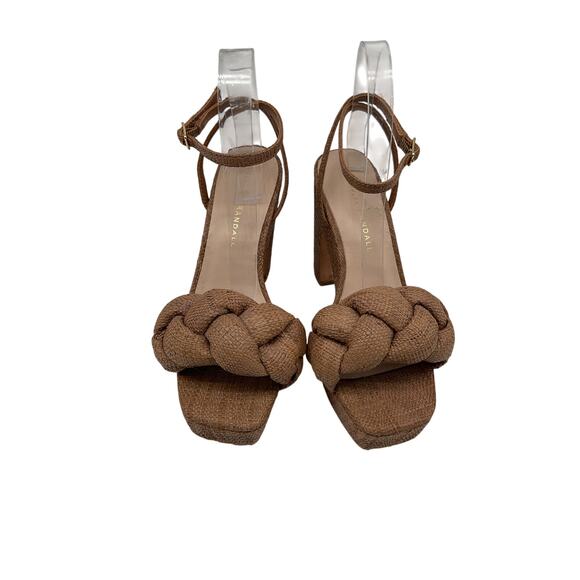 Loeffler Randall 'Fae' Brown Raffia Platform Sandals With Braid Size 6.5 - Picture 3 of 5